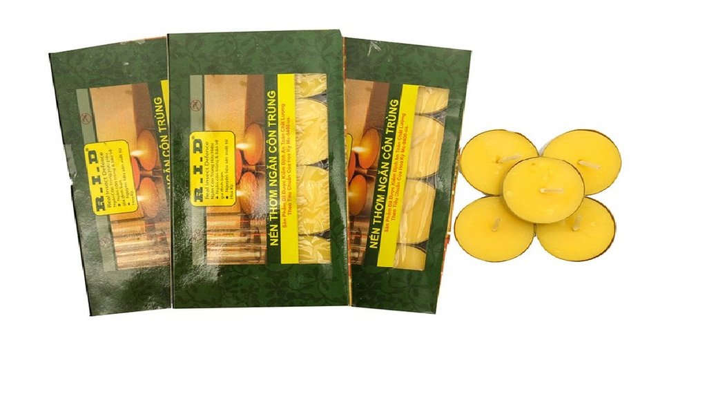3. Bộ 2 hộp nến thơm ngăn côn trùng Candle RID1502 với hương tự nhiên từ sả và chanh cho phòng bếp của gia đình. Giá bán: 69.000 đồng/bộ.