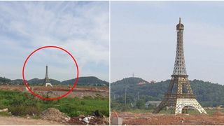 Tháp Eiffel lại... xuất hiện ở Việt Nam với phiên bản "đồng không mông quạnh", nhìn xa cứ tưởng cột thu lôi giữa Đà Lạt