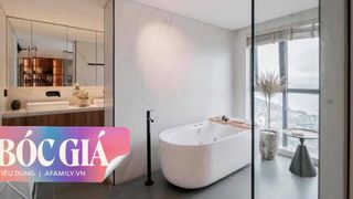 Phòng tắm tối giản trong căn hộ penthouse Hà Nội khiến nhiều người trầm trồ vì đồ nội thất, tính sơ sơ vài món đã hơn trăm triệu
