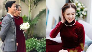 Lên xe hoa cách nhau 4 năm, cô dâu của Công Phượng bất ngờ giống "y chang" Mai Ngọc khi diện áo dài nhung đỏ trong ngày trọng đại