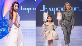 Siêu mẫu Hà Anh khoe lưng trần gợi cảm mở màn Tuần lễ thời trang Quốc tế trẻ em